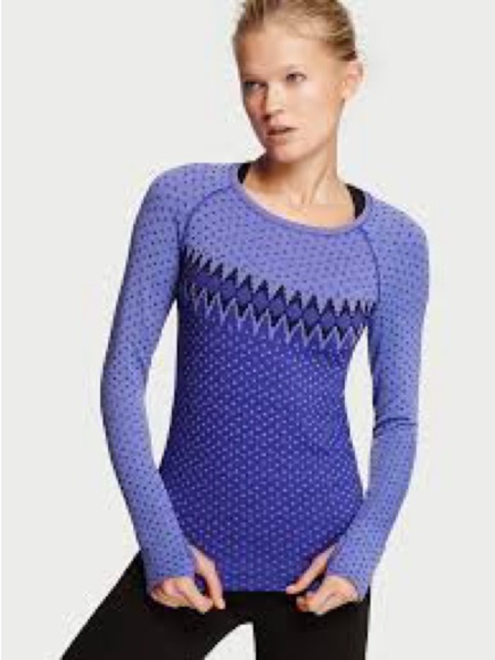 VSX Sport Victoria’s Secret purple blue seamless layering fitted shirt, small.
